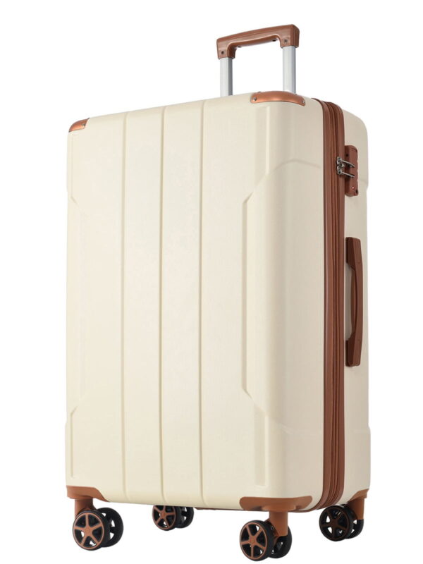 24 Inch Carry on Luggage,65L Capacity Suitcase with Wheels & TSA Lock ABS+PC Lightweight Checked Luggage for Travel Trip， White