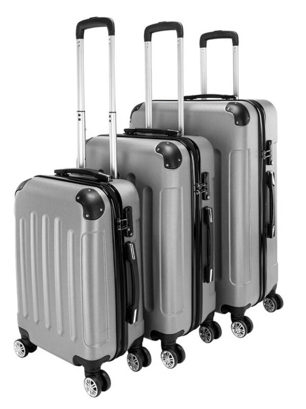 3-Piece Gray ABS Luggage Set - Lightweight Durable Spinner Wheel Suitcases (20"/24"/28") for Travel
