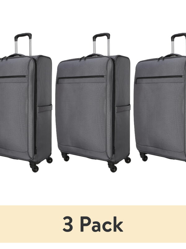 (3 pack) Protege Gravity Free 30" Softside Upright Luggage, Gray