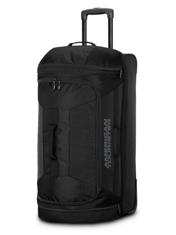 American Tourister Black 28-inch Wheeled Duffel Bag with Drop Bottom Compartment