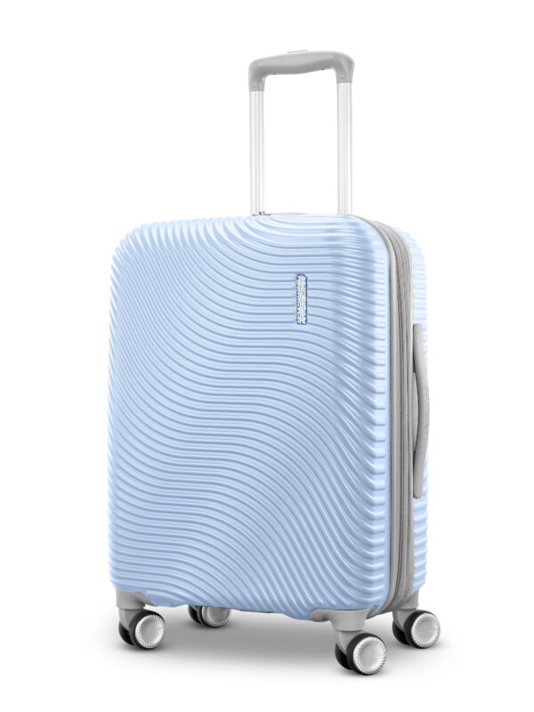 American Tourister Color Waves Carry On Expandable Luggage Suitcase with Spinner Wheels, Icy Blue