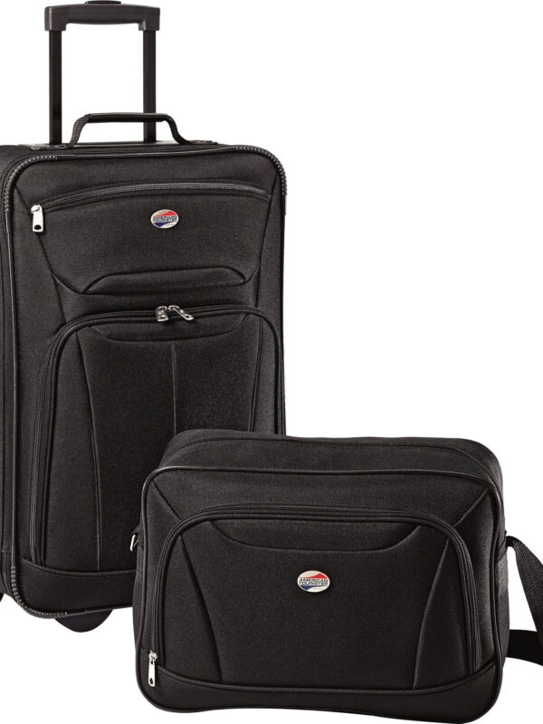 American Tourister Fieldbrook II 2 Piece Softside Luggage Set, 21" Upright Rolling Carry-on and Boarding Bag