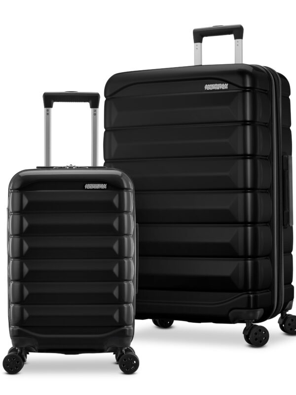 American Tourister Kontour Hardside Expandable Spinner Luggage Set with Divider Pockets - Black