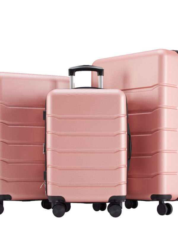 Aukfa 3 Piece Luggage Set Hardshell Suitcase,Lightweight Expandable Luggage,Pink