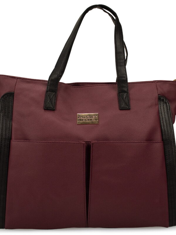 Badgley Mischka Women's Rose Vegan Leather Travel Tote Weekender Duffle Bag (Merlot)