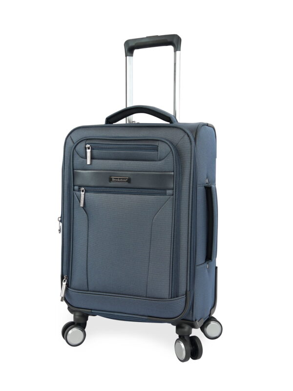 Brookstone Harbour 22" Softside Carry-On Expandable Spinner Luggage with Removable Toiletry Pouch, Navy