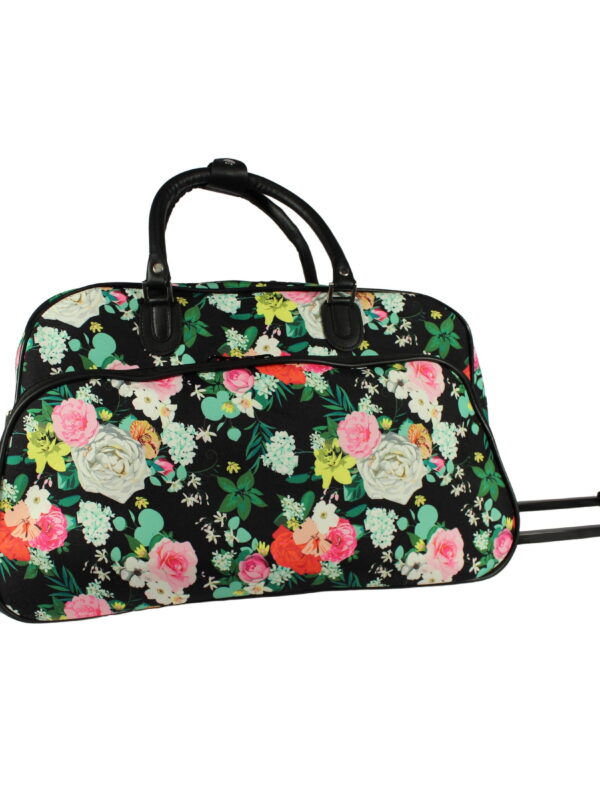 CalBags Floral Prints 21-Inch Carry-On Rolling Duffel Bag - Peonies & Hydrangeas