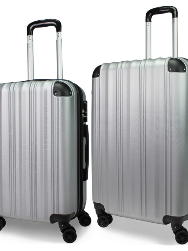 CalBags Kemyer Quest 2-Piece Hardside Lightweight Expandable Spinner Suitcase Luggage Set - Silver (20 & 25)