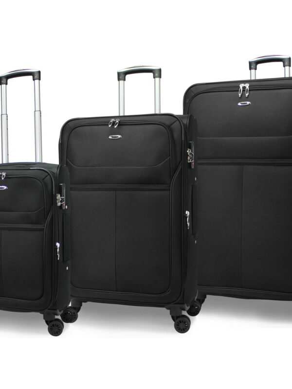 CalBags Kemyer Softside Lightweight 3-Piece Expandable Spinner Luggage Set - Black
