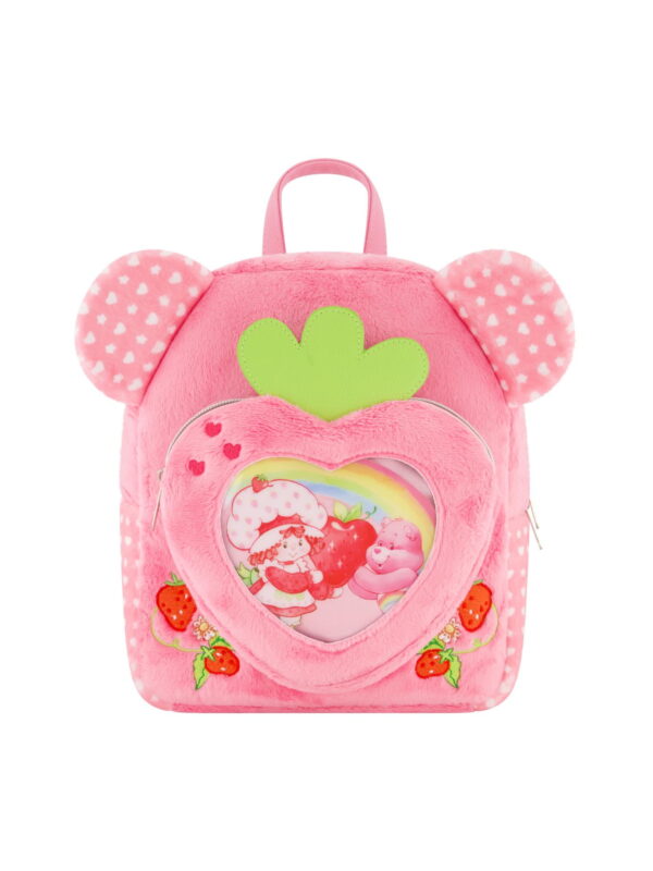 Care Bears and Strawberry Shortcake Backpack, Plush Heart Mini Travel Bag, Pink, One Size