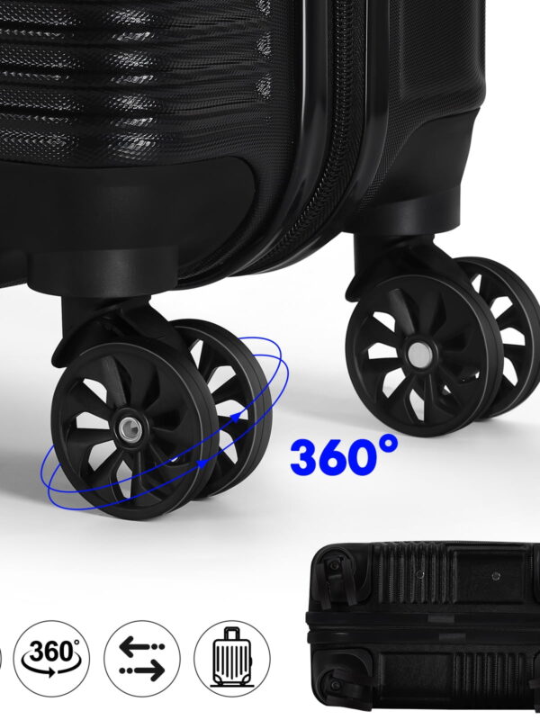 Diagonal Stripe Luggage ABS 2-Piece Set (14"+20") Black