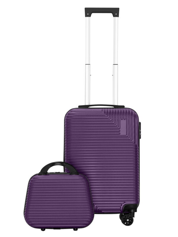 Diagonal Stripe Luggage ABS 2-Piece Set (14"+20") Purple