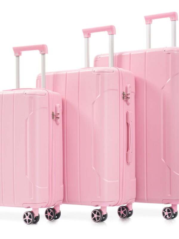 EUROCO 3 Piece Luggage Set, ABS Hardshell Lightweight Durable Suitcase with Double Spinner Wheels for Travel(20"/24"/28"),Pink