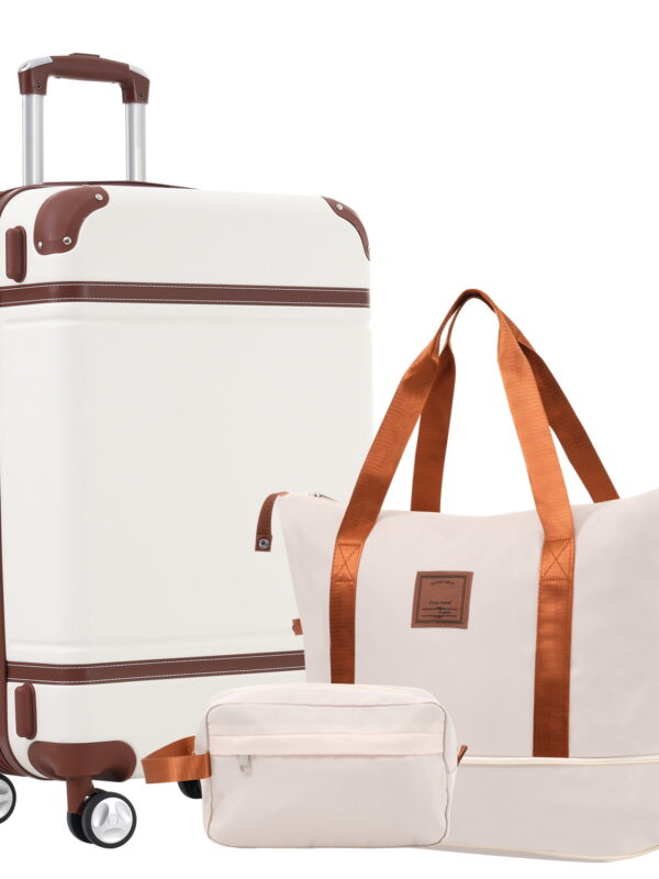 EUROCO 3-Piece Luggage Sets, 24" Hardside Lightweight Suitcase with TSA Lock and Spinner Wheels for Men Women,White