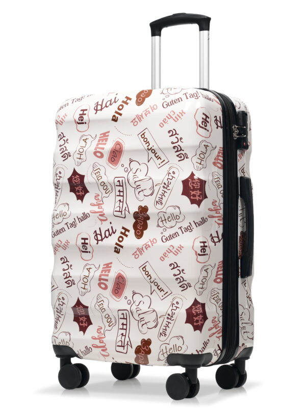 Euroco 24" Expandable Checked Luggage,Lightweight Glossy Hardshell Suitcase with Spinner Wheels and TSA Lock for Travel,White