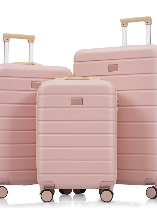 Euroco 3 Piece Luggage Sets, Lightweight Durable ABS Suitcase with Spinner Wheels and TSA Lock for Men Women(20"/24"/28"),Pink