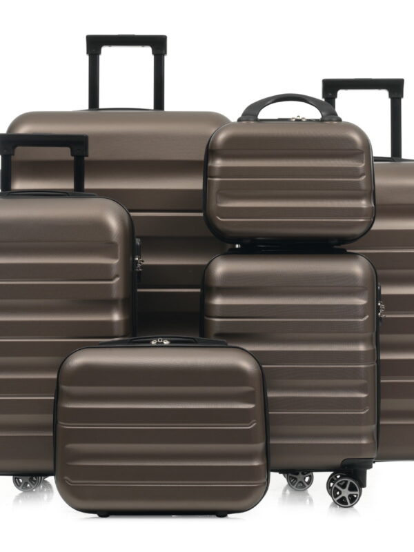 Euroco 6 Piece Luggage Sets ,ABS Hardshell Suitcase with Spinner Wheels,Lightweight Durable Travel Suitcase Set for Travel,Brown