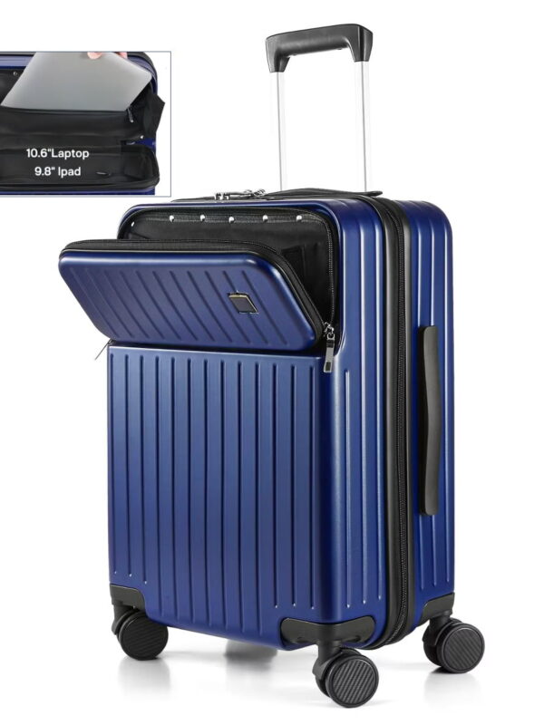 Fenbeli 20″ Hardshell Luggage with Front Pocket, TSA Locks, ABS+PC Suitcases with Spinner Wheels for Travel, Blue