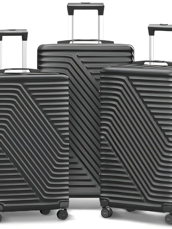 Fenbeli 3 Piece Luggage Sets with TSA Locks, Lightweight Hardside Suitcase Set with Spinner Wheels, Black