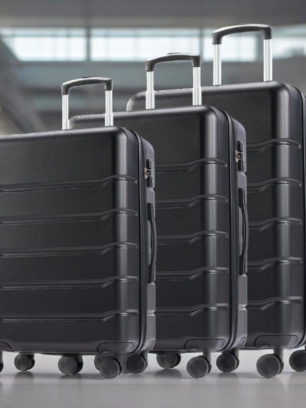 GIANNA Set of 3 Hardside Luggage, Expandable Rolling Luggage with TSA Lock and Spinner Wheels, Black