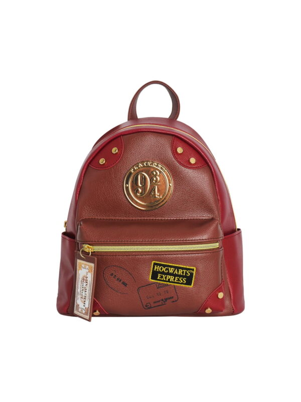 Harry Potter Mini Backpack, Hogwarts Express Platform 9-3/4 Small Travel Bag for Men and Women, Burgundy, 9 Inch