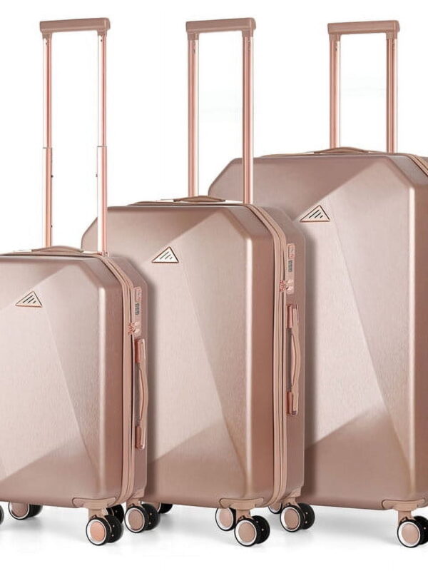 Hikolayae Anza View Collection Hardside Spinner Luggage Sets in Rose Gold, 3 Piece - TSA Lock