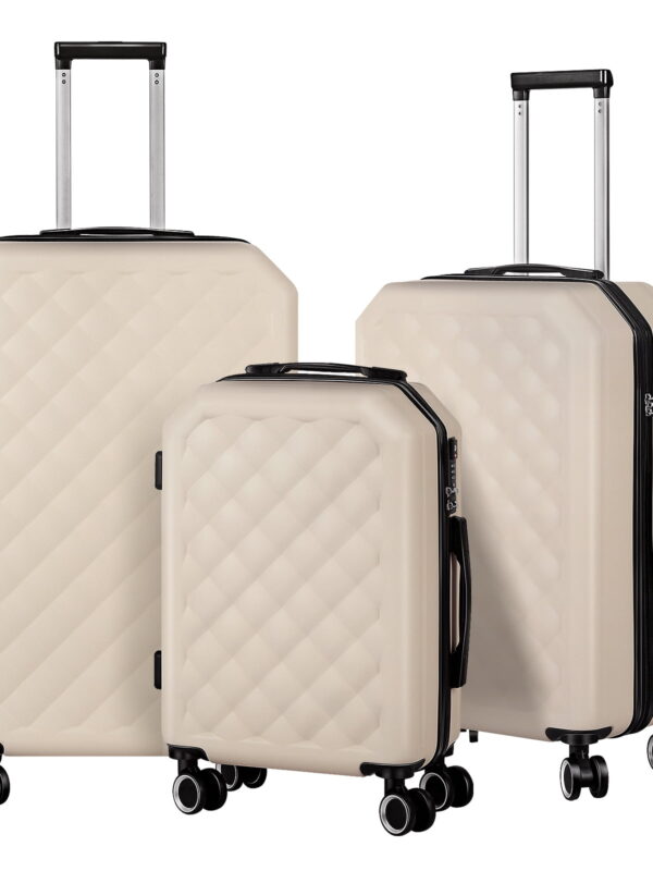 Hikolayae Cottoncandy Collection Hardside Spinner Luggage Sets in Taupe Beige, 3 Piece - TSA Lock