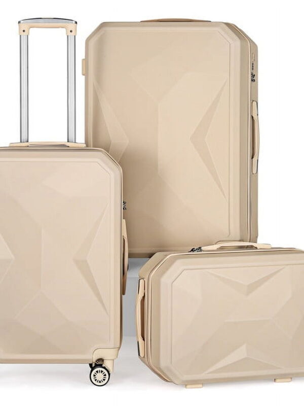Hikolayae Crossroad Collection Hardside Spinner Luggage Sets in Taupe Beige, 3 Piece - TSA Lock
