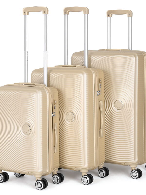 Hikolayae Oriental Hardside Spinner Luggage Sets in Champagne, 3 Piece - TSA Lock