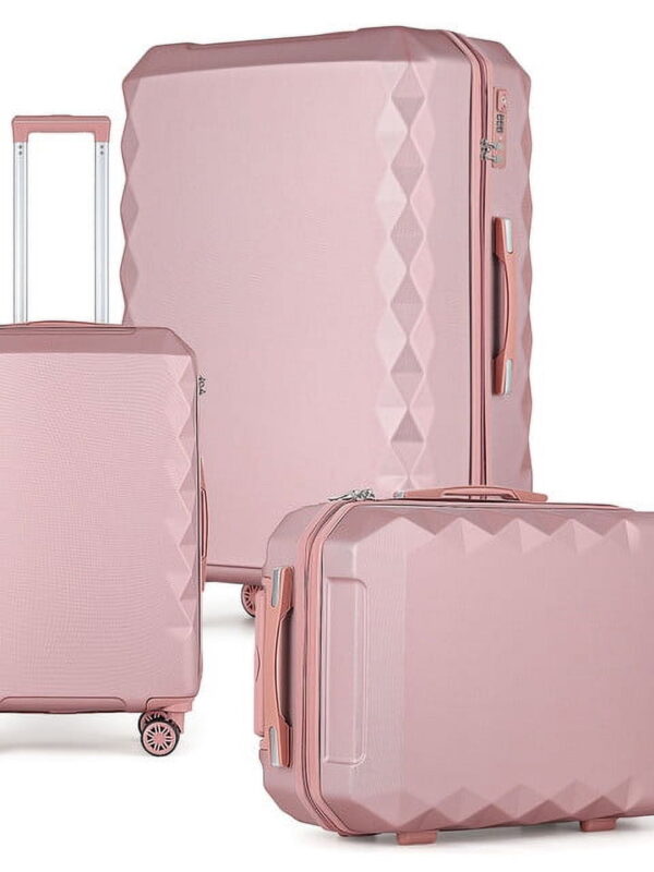 Hikolayae Rachel Collection Hardside Spinner Luggage Sets in Rose Gold, 3 Piece - TSA Lock