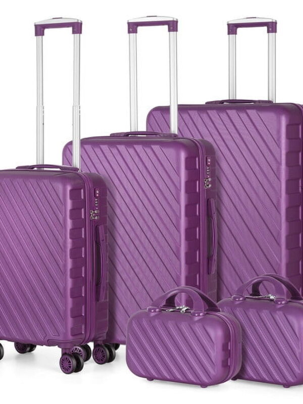 Hikolayae Sunshine Collection Hardside Spinner Luggage Sets in Purple, 5 Piece - TSA Lock