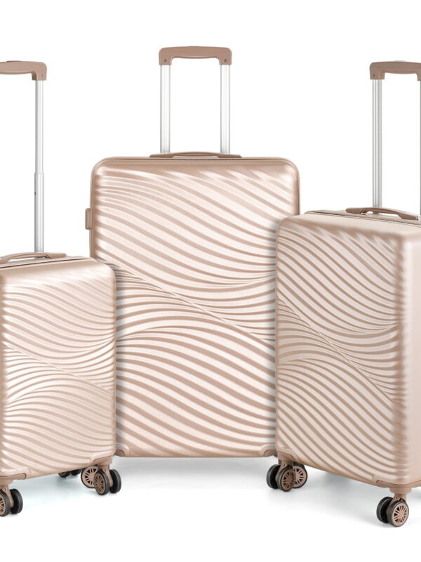 Hikolayae Wave Hardside Spinner Luggage Sets in Gold Dust, 3 Piece - TSA Lock