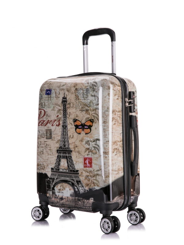 InUSA Print 20" Hardside Checked Luggage with Spinner Wheels, Handle and Trolley, Paris