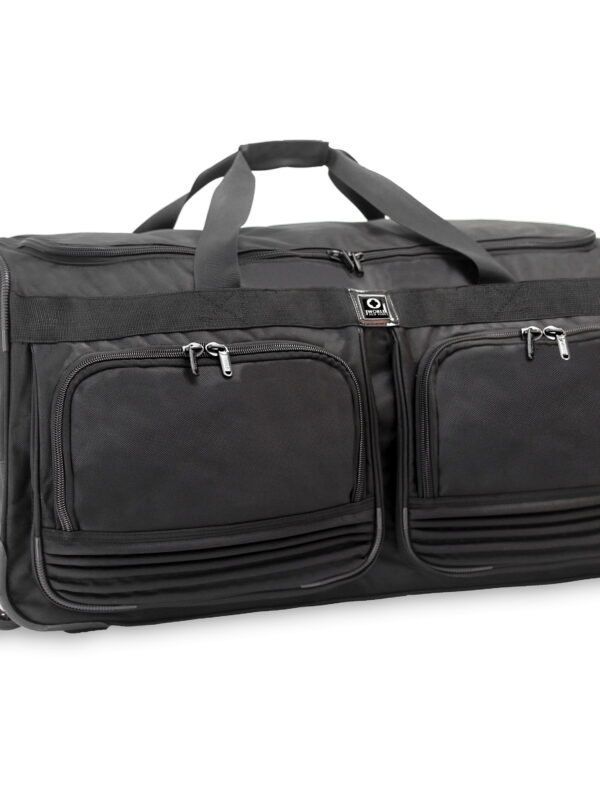 J World Brighton 33" Rolling Duffle Checked Bag for Travel, Black