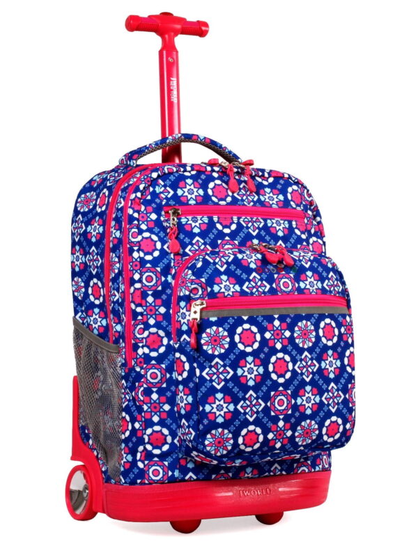 J World Girls and Womens Sundance 20" Rolling Backpack with Laptop Sleeve for School and Travel, Trinket