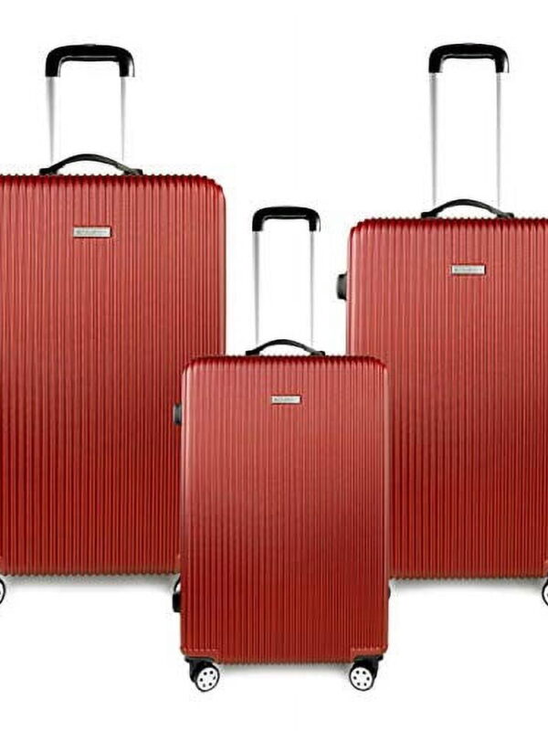 K-Cliffs 3pc Luggage set Hard Side Suitcase Lightweight 3 ABS Spinner w/Zippers in Color Red 20 in. H x 9 in. W x 14 in. L, (7.5 lbs) | 24 in. H x 11 in. W x 16 in. L, (8.5 lbs) | 28 in. H x