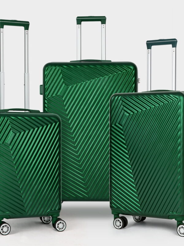 Luggage 3-Pieces Set ABS Durable Suitcase With Spinner Wheels Green 20"24"28"