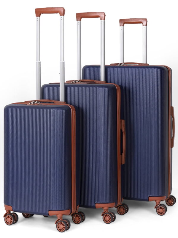 Luggage 3-Pieces Set ABS Durable Suitcase with Spinner Wheels Blue 20"24"28"
