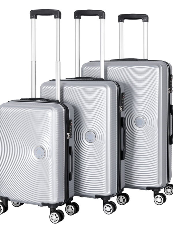 Luggage Sets 3 Pieces ABS Durable Suitcase Silver 20"24"28"