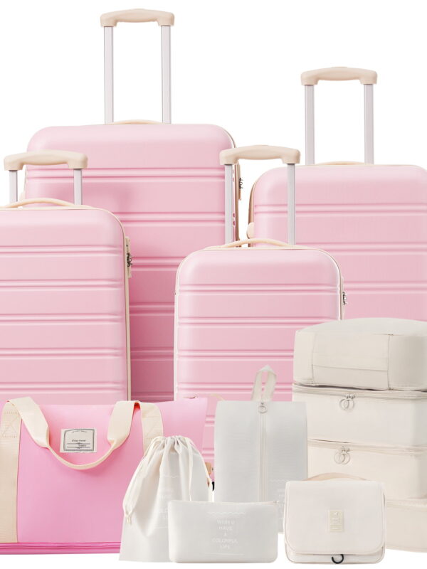 MAYEERTY 13-Piece Hardshell Luggage Set with TSA Lock for Travel, 4 Spinner Suitcases+1 Travel Bag+8 Storage Bags