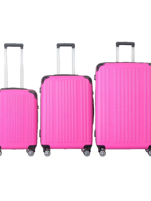 MAYEERTY 3-Piece ABS Luggage Set, Spinner Wheels, TSA Lock, Lightweight Suitcase, Barbie Pink