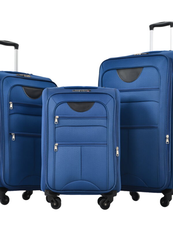 MAYEERTY 3-Piece Expandable Softside Luggage Set (22"+26"+30") - Oxford Fabric with TSA Lock & Spinner Wheels, Blue