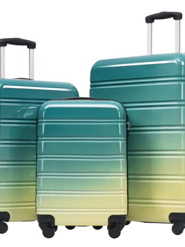 MAYEERTY 3-Piece Gradient Color PC Luggage Set with TSA Lock for Travel, 20"+24"+28"Lightweight&Hardshell Suitcases