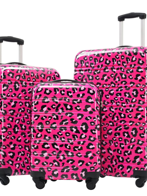 MAYEERTY 3-Piece Leopard PC Luggage Set with TSA Lock for Travel, 20"+24"+28" Lightweight & Hardshell Suitcases