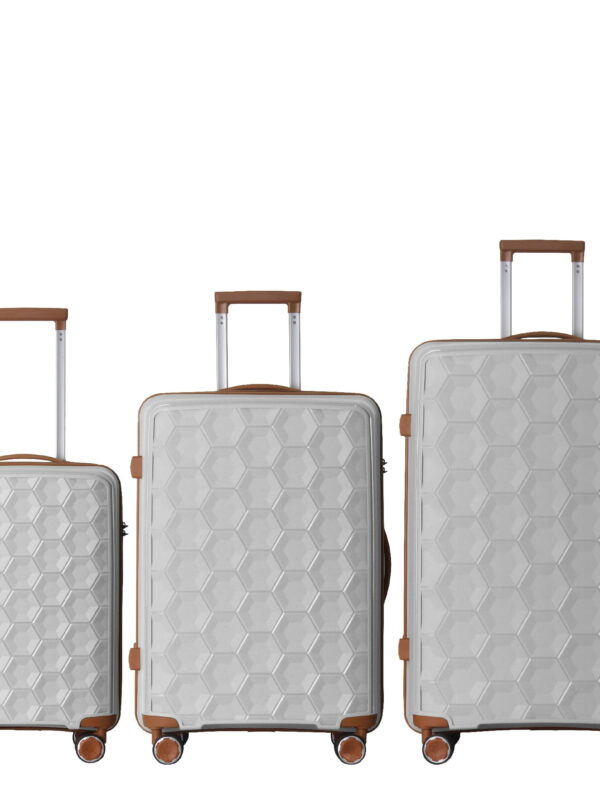 MAYEERTY 3-Piece Luggage Set, Lightweight Polypropylene Suitcases with TSA Lock & Spinner Wheels, White