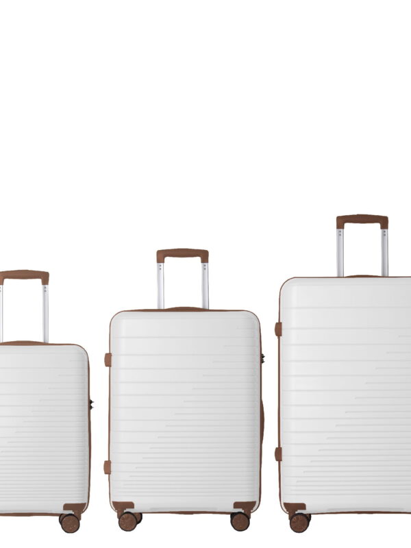 MAYEERTY 3-Piece Luggage Set, PP Hardshell Suitcase with Spinner Wheels & TSA Lock (20"/24"/28"), White