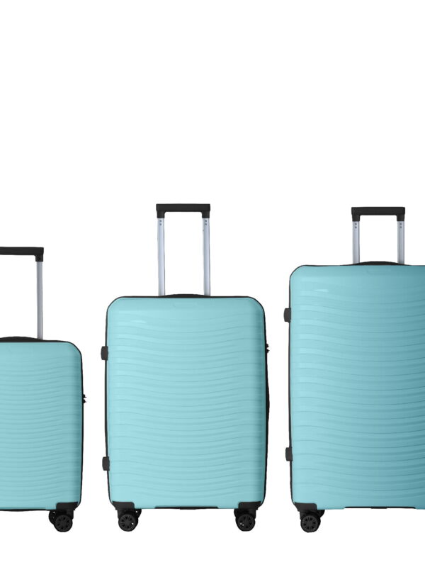 MAYEERTY 3-Piece Luggage Set, Polypropylene Hardshell Suitcase with Spinner Wheels & TSA Lock , Sky Blue