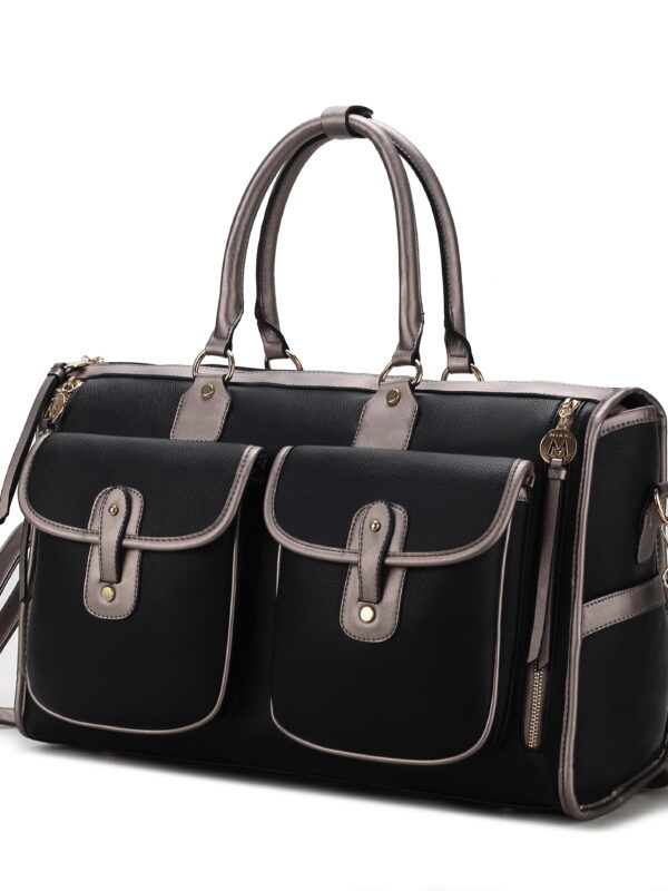 MKF Collection Genevieve Color Block Vegan Leather Women's Pewter Duffel Bag by Mia K