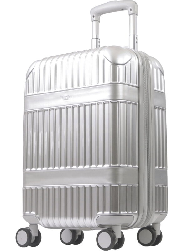 Martha Stewart The Bedford 22 Inch Carry On Luggage, Hardshell Rolling Suitcase with Spinner Wheels, Silver