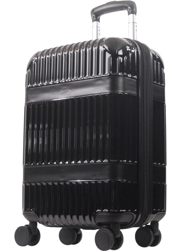 Martha Stewart The Bedford 22 Inch Carry On Luggage, Hardshell Rolling Suitcase with Spinner Wheels, Black